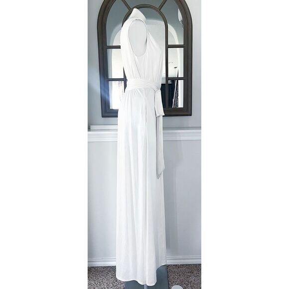 Dress the Population Krista Plunge Neck Side Slit Gown, Ivory, NWT, Size XXL - Picture 8 of 13
